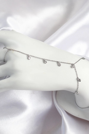 pilelistore Pirinç Zirkon Taşlı Sallantılı Model Gümüş Renk Kadın Şahmeran - TJ-SN696 - Image 1