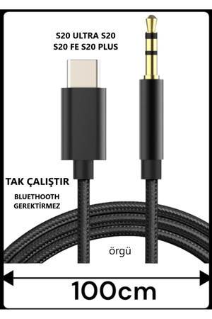 Samsung Galaxy S20 Ultra S20 S20 Plus S20 fe Aux Kablo Type C Aux Kablo Dac Çipli örgü Tak Çalıştır - Image 1