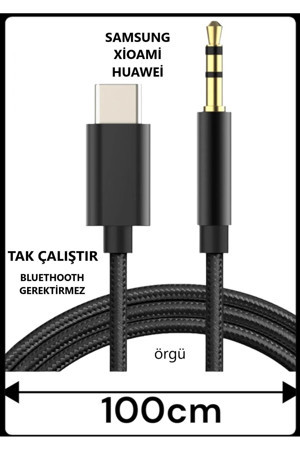 Teknoparkta Type C Aux Kablo Samsung Xiaomi Mi Huawei Aux Kablo Type C Aux Kablo Dac Çipli örgü Tak Çalıştır - Image 1