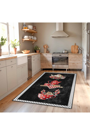 Realhomes Polka Dots Desenli Vintage Mutfak Halısı - Yıkanabilir Kaymaz Taban Halı - Image 1