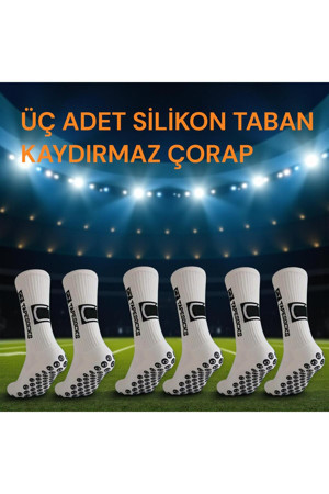 Gök Sports 3 Çift Kaydırmaz Silikon Tabanlı Futbol Çorabı Kauçuk Havlu Taban Dikişsiz Maç Sporcu Tozluk Konç - Image 1