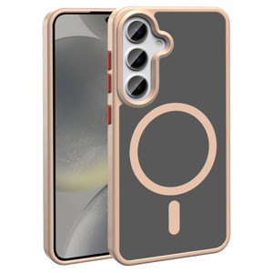 Maks Technology Galaxy S25 Plus Kılıf M-safe Şarj Özellikli Mat Arka Yüzey MKST Sio Kapak - Rose Gold - Image 1