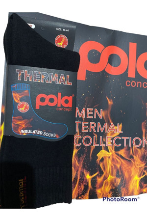 Pola Erkek Termal Havlu Çorap 3 Lü Paket Siyah Renk - Image 1