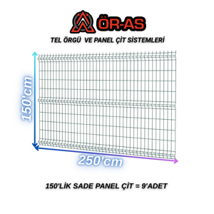 Ör-As Tel Örgü Ör - As Tel Örgü Yeşil Panel Çit Galvaniz Kaplama Yükseklik: 150 cm Genişlik: 250 cm Ürün 9 - Adet - Image 1
