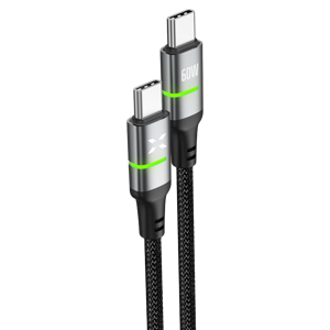 Xenon Smart Type C Hızlı Şarj Kablosu | Type-C to Type-C, 60W, 480 Mpbs, 2m, PD, Örgü, Led Göstergeli (X6422) - Image 1