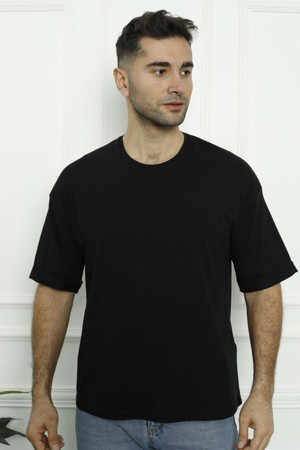 Tom John Erkek T-Shirt Siyah Beyaz Oval Kesim 2 Li Set Mıxcolor - Image 1