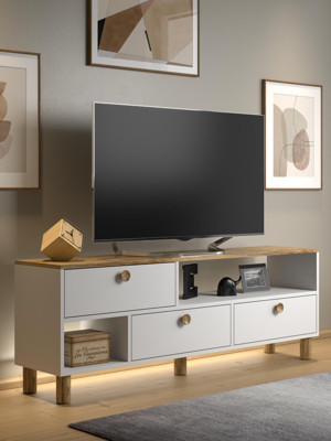 Nora Bohem Ledli Tv Ünitesi - Konsol 3 Kapak 2 Bölme 160 Cm Dolaplı ( 3 Renkli Ledli ) - Image 1