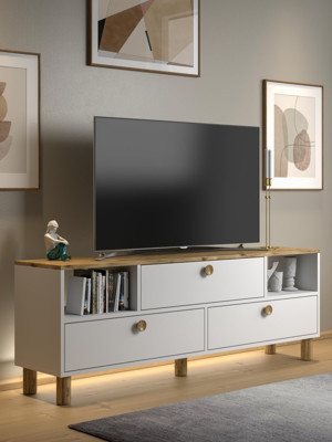 Bohem Mia Ledli Tv Ünitesi - Konsol 3 Kapak 2 Bölme 160 Cm Dolaplı ( 3 Renkli Ledli ) - Image 1