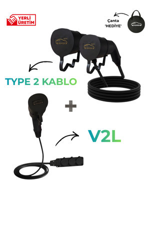 Nuvion Elektrikli Araç Type 2 Ac Şarj Kablosu+ 3'Lü Priz Uzatmalı V2L/Mg Marka Elektrikli Araç İle Uyumlu - Image 1