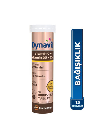 Dynavit Vitamin C & Vitamin D3 & Çinko 15 Efervesan Tablet - Şekersiz Portakal Aromalı - Bağışıklık - Image 1