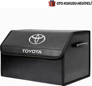 Rukye Shop Toyota Marka Logolu Oto Bagaj Organizer Çanta Oto Bagaj Çantası 2 Bölmeli Suni Deri - Image 1