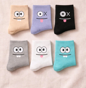 Yüz İfadeli Renkli 2li Kolej Patik Çorap - Image 1