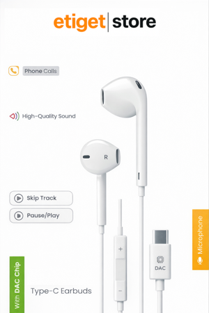 iPhone 15/16/17 Serisi Uyumlu Type-C Kablolu Kulaklık - Image 1