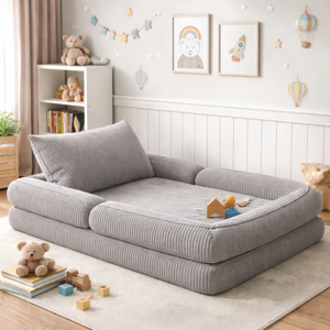 Puffiber Yeni Nesil  Premium Katlanabilir Modüler Çocuk Oyun Yatağı ve Minderi 80x160 cm Tam Sünger - Image 1