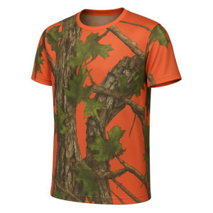 Turuncu Orman Desenli Mikrofiber Tişört - Avcı Tişört - Hızlı Kurur - Image 1