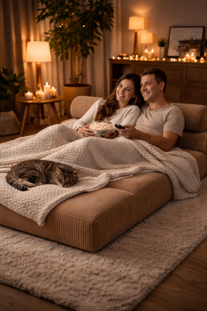 Puffiber Katlanabilir Ev Lüxs Sinema Yatağı 90x200 cm Fitilli Kadife Kumaş Çift Kişilik Yer Minderi TV Sinema Koltuğu  - Image 1