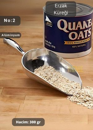 Jet' s Home Erzak Küreği Alüminyum Bakliyat Küreği Un Küreği Kuruyemiş Küreği Hacim 300 gr No:2 21 cm - Image 1