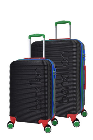 United Colors Of Benetton Lüx Abs 2'Li Valiz Seti Orta Boy - Kabin Boy Siyah Bnt500 - Image 1