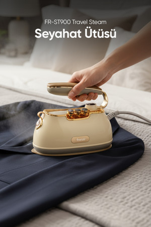 Fressi KREM Fressi FR-ST900 Travel Steam Seyahat Tipi Taşınabilir Krem Buharlı Ütü - Image 1
