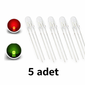 5Adet  2 Renk Led 5mm Kırmızı Yeşil Ortak Katot  Bicolor 3 Pin Led Diyot Işık Lamba Light Emitting  - Image 1