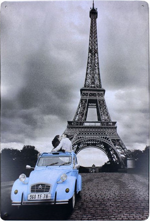 Dekoratif Vintage Metal Pano Eifell Citroen 20x30 - Image 1