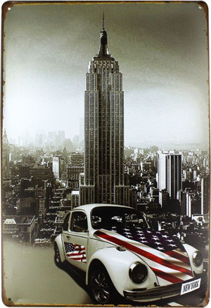 Dekoratif Vintage Metal Pano WTC Newyork 20x30 - Image 1