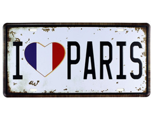 T-Bek Vintage Metal Plaka I Love Paris 15x30 - Image 1