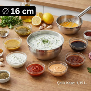 Çelik Kase 16 cm (1.35 L) - Sos Çırpma Kasesi - Image 1
