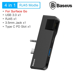 Baseus Multifunctional HUB Surface Go(Type-C+Audio to RJ45+USB3.0+Type-C(data)+Audio)-(5775) - Image 1