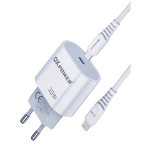OX POWER IPHONE ŞARJ ADAPTÖRÜ VE DATA KABLOSU TYPE-C TO LİGHTNİNG 20W - Image 1
