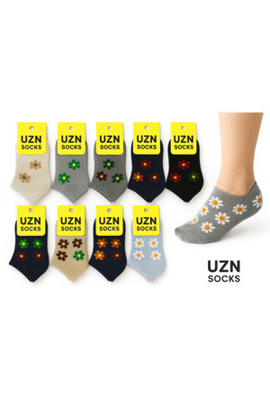 Uzn Socks 10 Çift Kız Çocuk Desenli Çorap Seti | Renkli - Pamuklu - Kaymaz Taban | - Image 1