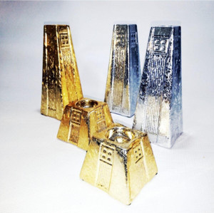 M3Decorium Beşli Altın Gümüş Renk Varak Kaplama Vitrin Tv Ünitesi Etajer Komodin Dresuar Sehpa Masa Süsü Objesi - Image 1