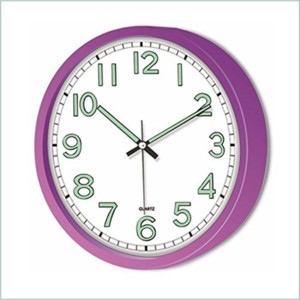 M3Decorium Ultra Mor Kasa 22 Cm Sessiz Fosforlu Camlı Duvar Saati - Image 1