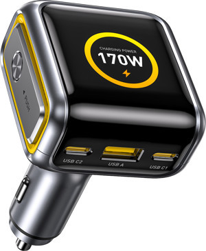 Aohi Superauto Araç İçi Şarjı, 3 Portlu Dijital Ekranlı , 170W Type-C ve USB-A Girişli, USB, Hızlı Ş - Image 1