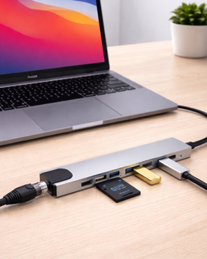 Type C Hub Çoklayıcı 8 Port USB HDMI RJ45 Kart Okuyucu - Image 1