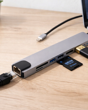 Çok Fonksiyonlu Type C Hub USB HDMI Ethernet Kart Okuyucu - Image 1