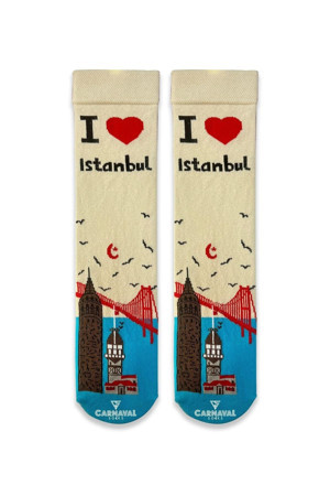 Istanbul Temalı Desenli Renkli Çorap - Image 1