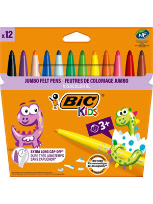 BIC Kids Visa Color XL Yıkanabilir Keçeli Boya Kalemi 12 Renk - Image 1