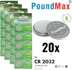 20 X PoundMax CR2032,DL2032 3V PoundMax Lityum Düğme Pil,AirTag,Araba Anahtarlık,uzak kumandalı araba,terazi ve tıbbi cihazlar ile uyumlu - Image 1