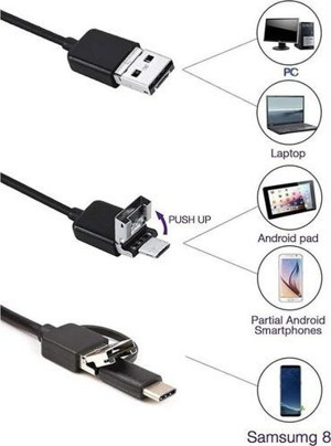 himarry Endoskop 3 in 1 Yılan Kamera USB Micro Usb Type-C 5M Sert Kablo - Image 1