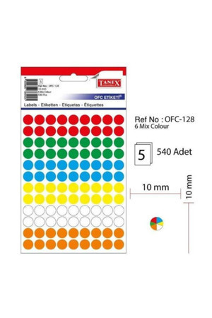 JokeyKırtasiye Mıx Color Ofis Etiketi 10mm 6-Renk 5.yaprak (540 Etiket) - Image 1