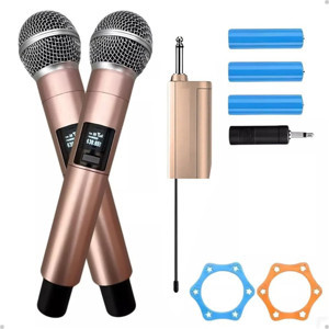 Coverzone Profesyonel Kablosuz Mikrofon Seti 2’Li Uhf 50M Şarjlı Ttd-M20 Rose Gold - Image 1