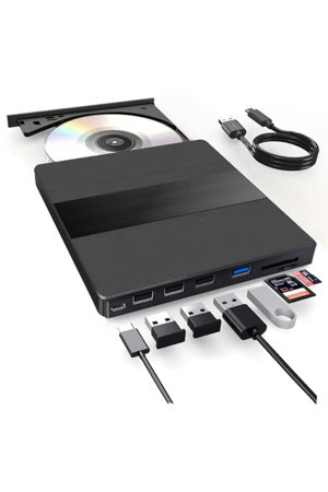 Coverzone 7İn1 Harici Dvd-Rom Dvd-Rw Usb Ve Type C Kablolu, Pc, Tablet, Dvd Player Cd Rom Okuyucu Cv540 - Image 1