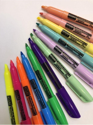 Fosforlu Kalem Cep Tipi 12 Renk (6 Pastel + 6 Neon) - Image 1