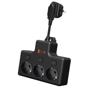 Termal Akım Korumalı 3'lü Duvar Tipi Priz: 1x USB + 2x Type-C Çıkışlı Grup Priz Çoğaltıcı (3500W) - Image 1