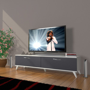 Decoraktiv Eko 140 Mdf Std Retro Tv Ünitesi Tv Sehpası - Beyaz Antrasit - Image 1