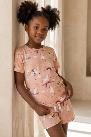 Unicorn Desenli Çocuk Şort Takım - Image 1