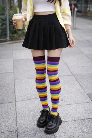 Gratia Gökkuşağı Çizgili Dizüstü Çorap Çok Renkli 36 - 40 - Image 1