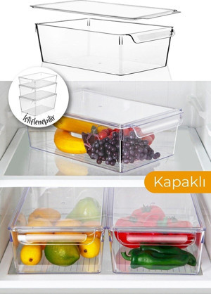 Vienev 3 Adet Kapaklı Buzdolabı Organizeri Orta Buzdolabı Düzenleyici - Image 1