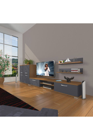 Eko On Mdf Dvd Tv Ünitesi Tv Sehpası - Ceviz - Antrasit - Image 1